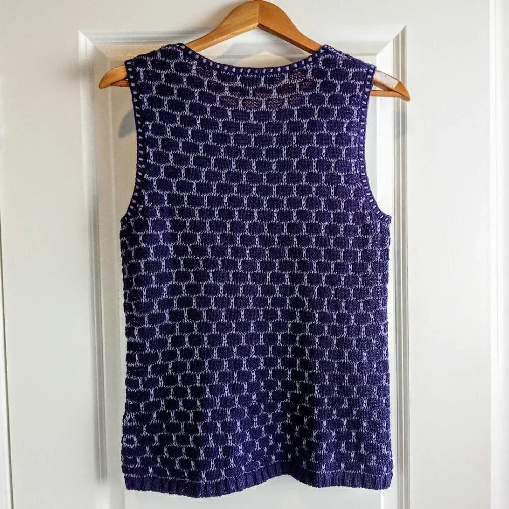 Vintage Josephine Chaus Purple Knit Sleeveless Sweater